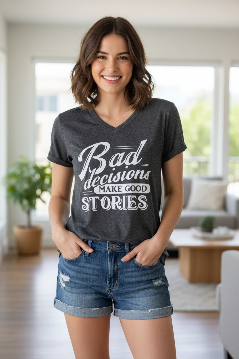 Bad decisions casual v neck T-shirt